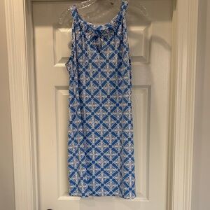 Lulu-B Blue and White Geometric Mini Dress sleeveless like new XL